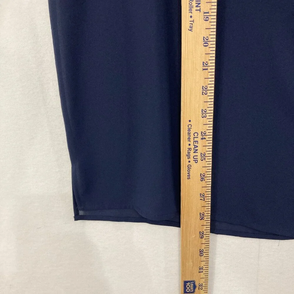 New J. Crew‎ size 16 Tall Navy Keyhole Grosgrain Ribbon Preppy Blouse Office - Picture 7 of 12